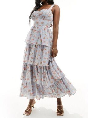 knee length dresses for ladies Oleana Puffed-Sleeve Maxi Dress